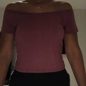 Pink off the shoulder crop top